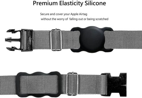 Etui na Apple AirTag silikonowe na obrożę psa lub kota - czarne
