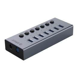 Hub Orico BT2U3-7AB 7x USB-A 3.0 z włącznikami - szary