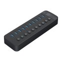 Hub Orico CT2U3-10AB 10x USB-A 3.0 z włącznikami - czarny