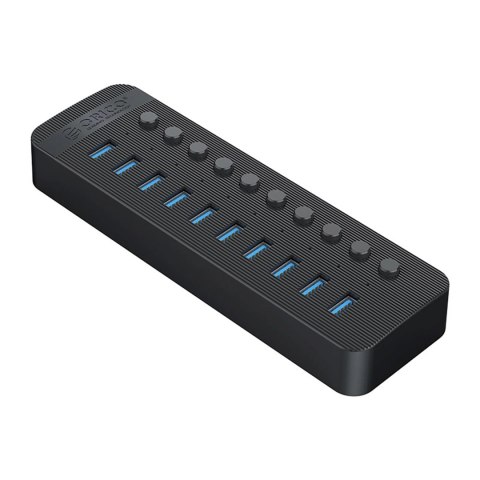 Hub Orico CT2U3-10AB 10x USB-A 3.0 z włącznikami - czarny