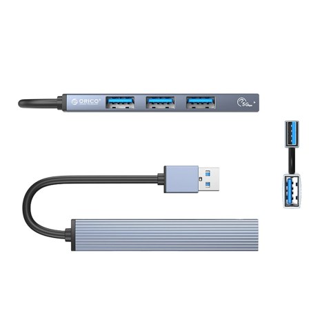 Hub USB-A Orico AH-A13 stacja dokująca 1x USB-A 3.0 + 3x USB-A 2.0 - szary