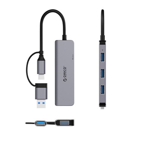 Hub USB-A/USB-C Orico YSA5-U3 stacja dokująca 3x USB-A 2.0 + 1x USB-A 3.0 - szary