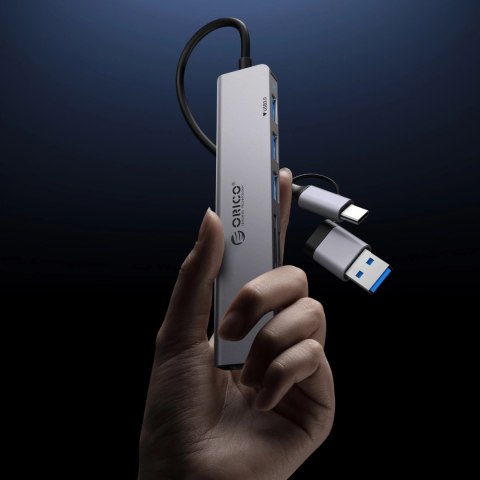 Hub USB-A/USB-C Orico YSA5-U3 stacja dokująca 3x USB-A 2.0 + 1x USB-A 3.0 - szary