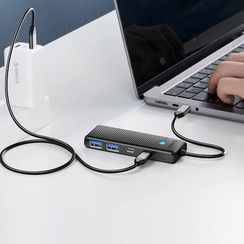 Hub USB-C Orico PAPW4A-C3 stacja dokująca 4x USB-A 3.0 - czarny
