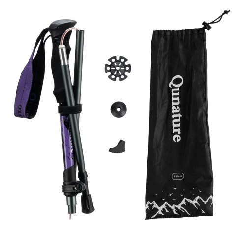 Kijek trekkingowy Qunature nordic walking aluminiowy 110 - 130 cm 1 szt. - fioletowy