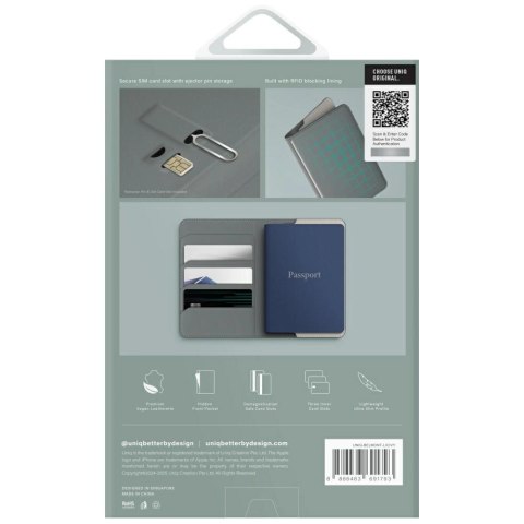Etui na paszport UNIQ Belmont z blokadą RFID - zielone/kość słoniowa