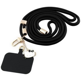 Uniwersalna smycz do telefonu Hello Kitty Patch & Kitty Head Charm - czarna