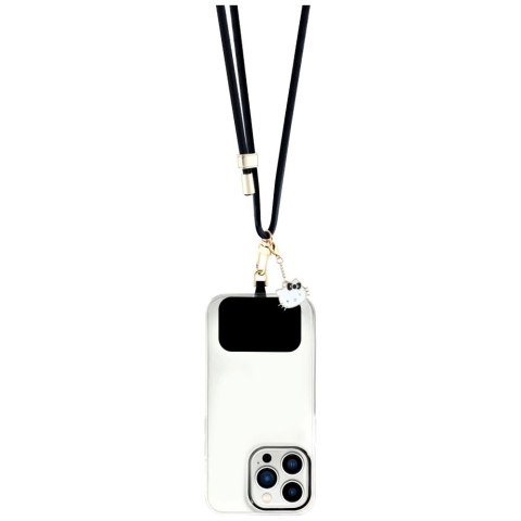 Uniwersalna smycz do telefonu Hello Kitty Patch & Kitty Head Charm - czarna