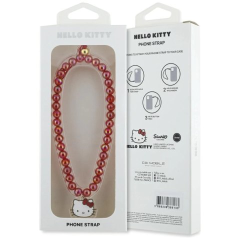 Zawieszka na telefon Hello Kitty Pearls Kitty Head - czerwona