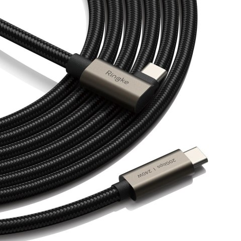 Kabel kątowy Ringke 3.2 gen. 2x2 USB-C, PD 3.1 240W 2m - czarny