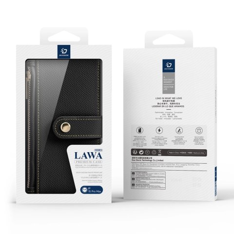 Etui skórzane Dux Ducis Lawa na iPhone 15 Pro Max - czarne