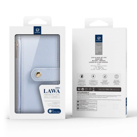 Etui skórzane Dux Ducis Lawa na iPhone 15 Pro Max - niebieskie