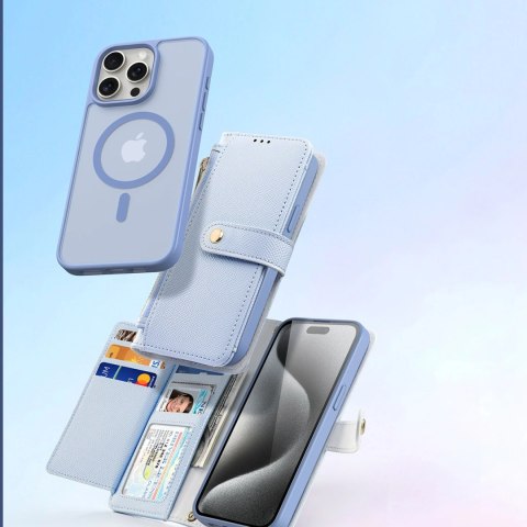 Etui skórzane Dux Ducis Lawa na iPhone 15 Pro Max - niebieskie