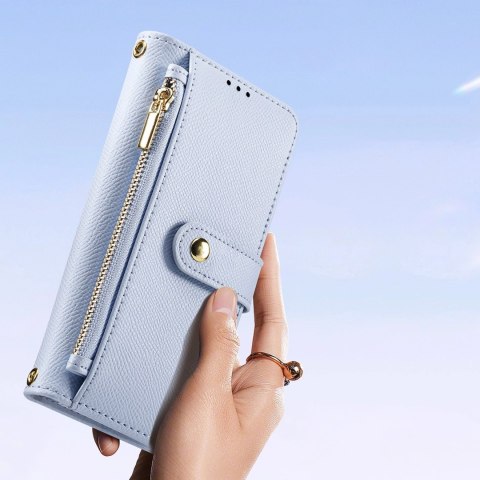 Etui skórzane Dux Ducis Lawa na iPhone 15 Pro Max - niebieskie