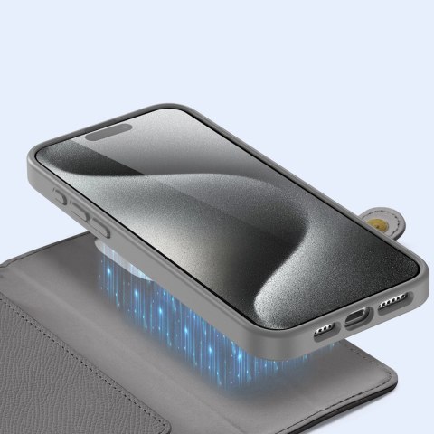 Etui skórzane Dux Ducis Lawa na iPhone 15 Pro Max - szare
