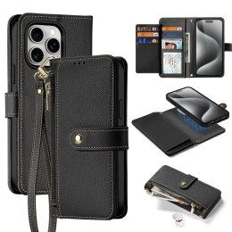 Etui skórzane Dux Ducis Lawa na iPhone 15 Pro - czarne
