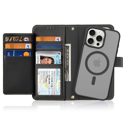 Etui skórzane Dux Ducis Lawa na iPhone 15 Pro - czarne