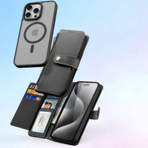 Etui skórzane Dux Ducis Lawa na iPhone 15 Pro - czarne