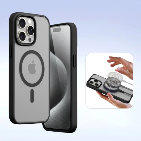 Etui skórzane Dux Ducis Lawa na iPhone 15 Pro - czarne
