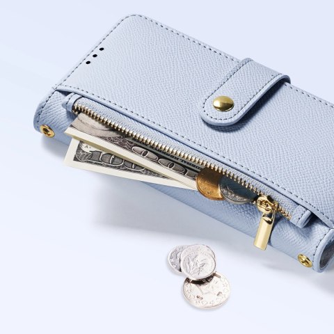 Etui skórzane Dux Ducis Lawa na iPhone 15 Pro - niebieskie
