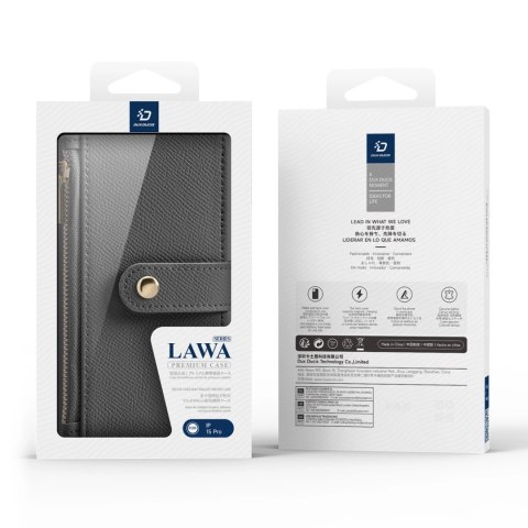 Etui skórzane Dux Ducis Lawa na iPhone 15 Pro - szare