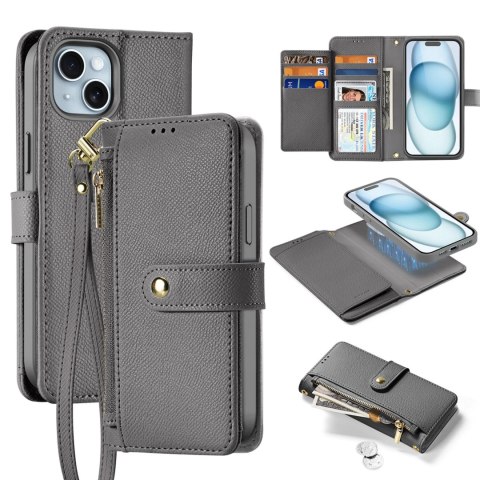 Etui skórzane Dux Ducis Lawa na iPhone 15 - szare