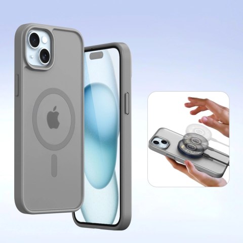 Etui skórzane Dux Ducis Lawa na iPhone 15 - szare