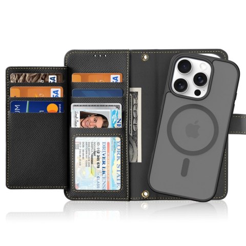 Etui skórzane Dux Ducis Lawa na iPhone 16 Pro Max - czarne