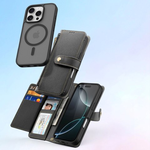 Etui skórzane Dux Ducis Lawa na iPhone 16 Pro Max - czarne
