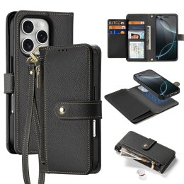 Etui skórzane Dux Ducis Lawa na iPhone 16 Pro - czarne