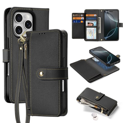 Etui skórzane Dux Ducis Lawa na iPhone 16 Pro - czarne