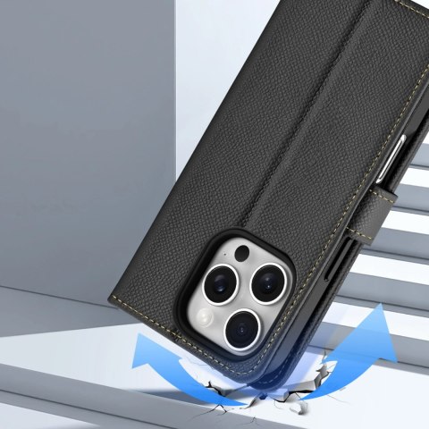 Etui skórzane Dux Ducis Lawa na iPhone 16 Pro - czarne