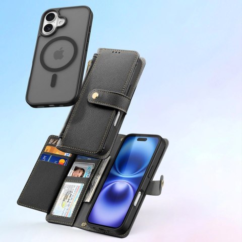 Etui skórzane Dux Ducis Lawa na iPhone 16 - czarne