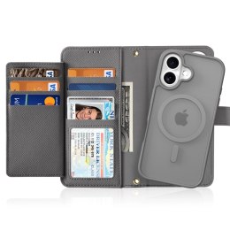 Etui skórzane Dux Ducis Lawa na iPhone 16 - szare