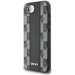 Etui DKNY Leather Checkered Mono Pattern MagSafe na iPhone 16e - czarny