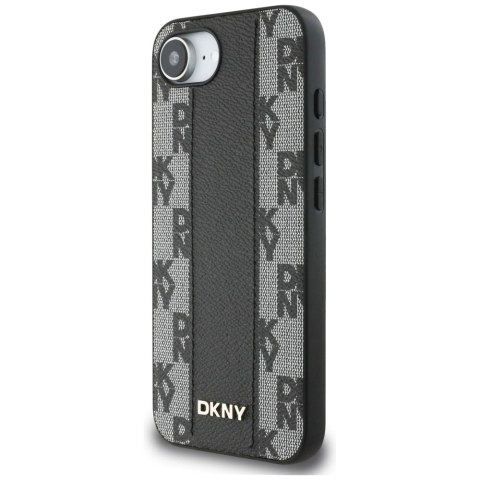 Etui DKNY Leather Checkered Mono Pattern MagSafe na iPhone 16e - czarny