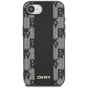 Etui DKNY Leather Checkered Mono Pattern MagSafe na iPhone 16e - czarny