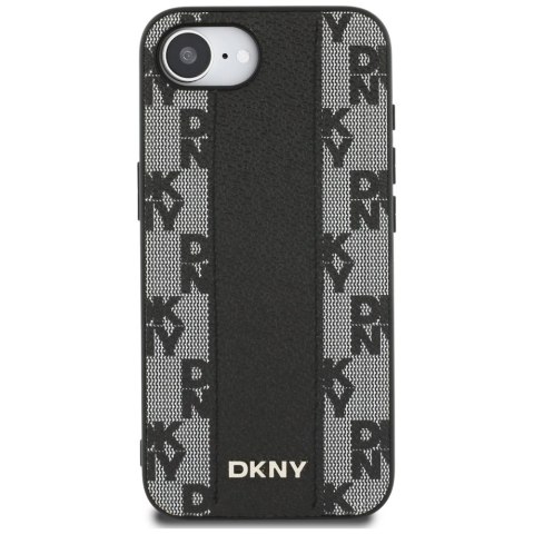 Etui DKNY Leather Checkered Mono Pattern MagSafe na iPhone 16e - czarny