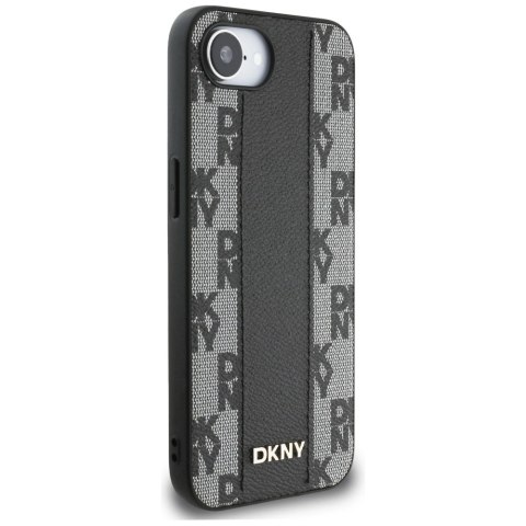 Etui DKNY Leather Checkered Mono Pattern MagSafe na iPhone 16e - czarny