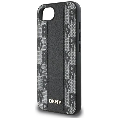 Etui DKNY Leather Checkered Mono Pattern MagSafe na iPhone 16e - czarny