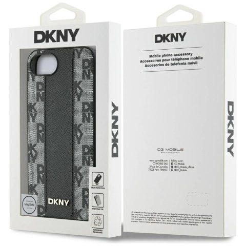 Etui DKNY Leather Checkered Mono Pattern MagSafe na iPhone 16e - czarny