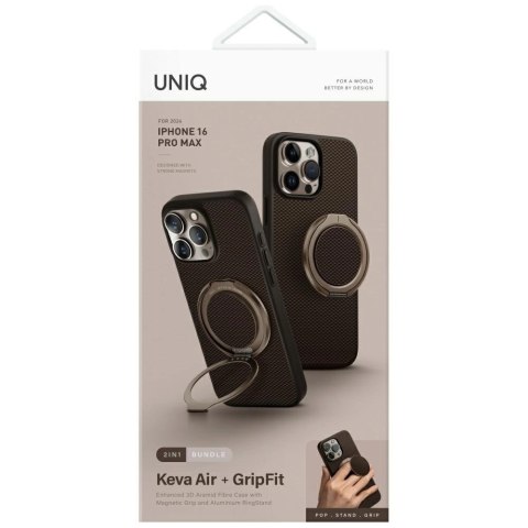 Etui UNIQ Keva Air Magclick Charging GripFit na iPhone 16 Pro Max - brązowe