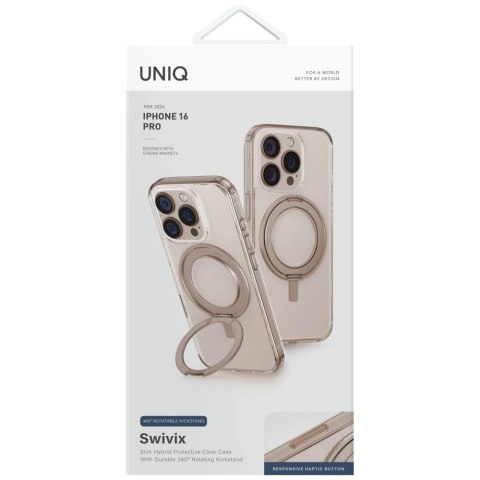 Etui UNIQ Swivix 360 Rotating Kickstand na iPhone 16 - złote