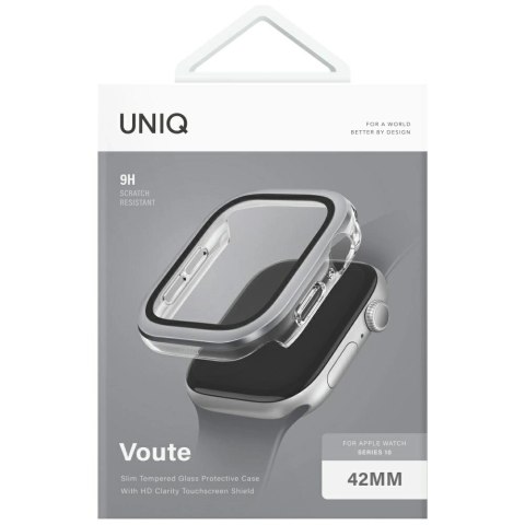 Etui ze szkłem hartowanym UNIQ Voute na Apple Watch 10 42 mm - srebrne