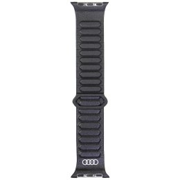 Pasek Audi Logo Genuine Leather Magnetic Ring na Apple Watch 40 / 41 / 42 mm - czarny