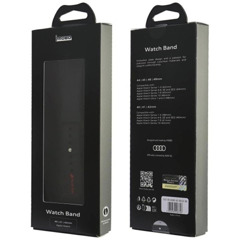 Pasek Audi Sport Red Logo Silicone Watch Strap na Apple Watch 40 / 41 / 42 mm - czarny