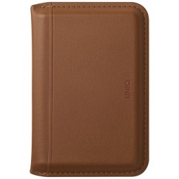 Portfel magnetyczny RFID UNIQ Lyden DS ze stojakiem na telefon - brązowy