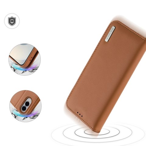 Etui Dux Ducis Hivo na Samsung Galaxy S25 Edge z klapką i ochroną RFID - brązowe