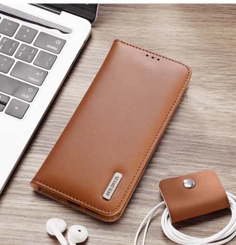 Etui Dux Ducis Hivo na Samsung Galaxy S25 Edge z klapką i ochroną RFID - brązowe