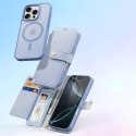 Etui skórzane Dux Ducis Lawa na iPhone 16 Pro Max z odłączanym portfelem magnetycznym - błękitne